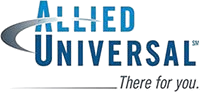 Allied Universal logo with the slogan 'There for you'