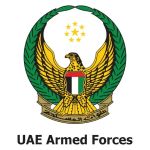 Emblem of the UAE Armed Forces featuring a gold eagle shield and laurel wreath with sun and stars above