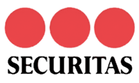 Securitas logo: three red circles arranged in a row above the black word SECURITAS.