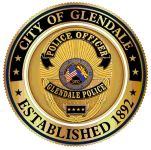 Glendale Police Department badge emblem circular gold badge with seal reading City of Glendale Police Officers and Established 1892