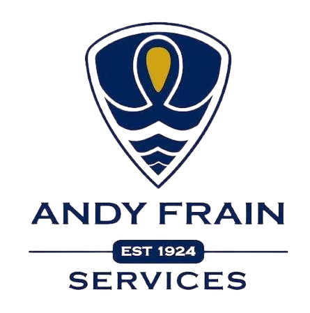 Andy Frain Services logo with a shield emblem and EST 1924 text
