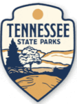 Tennessee State Parks logo badge with a sun tree hills and a winding path