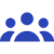 Group of three people icon representing a team or community