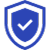Blue shield icon with a checkmark, representing security and protection.