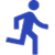 Blue silhouette of a person running (running icon)