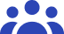 Blue icon of three person silhouettes, representing users or a team.