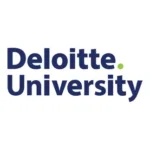 Deloitte University logo in blue with a small green dot.
