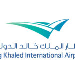 King Khaled international airport King Khaled International Airport logo with teal and blue swoosh shapes and bilingual text (Arabic and English).