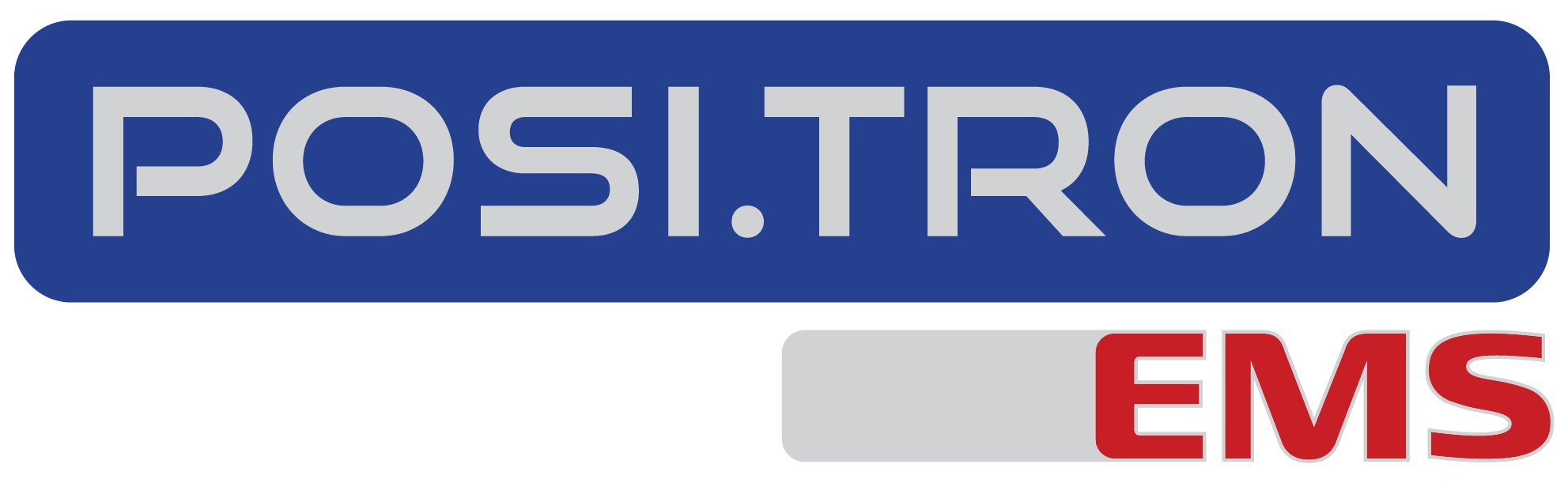 Brand logo for POSTTRON EMS blue rounded rectangle with gray POSTTRON text and a gray rounded block containing red EMS text
