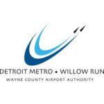 wayne_county_airport_authority_logo Detroit Metro Willow Run logo with blue swoosh marks and 'Wayne County Airport Authority' text